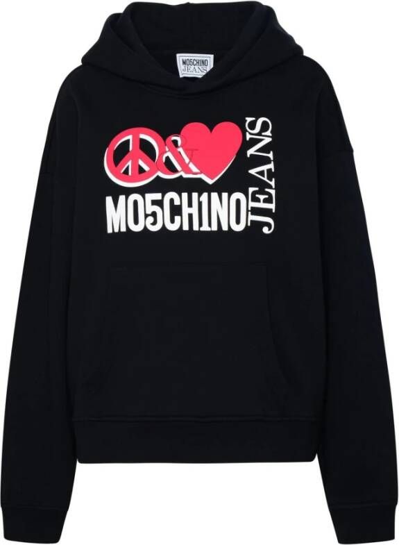 Moschino Zwarte katoenen hoodie met Peace Love logo Black Dames