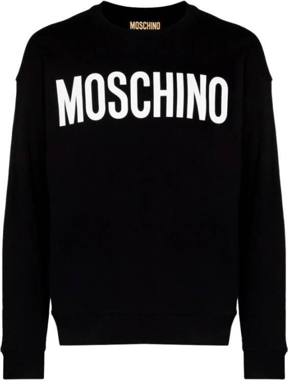 Moschino Zwarte Crewneck Sweatshirt voor Heren met Logo Print Black Heren