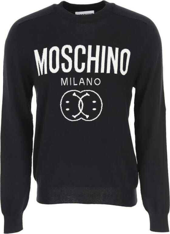 Moschino Zwarte Double Smile Sweatshirt Black Heren