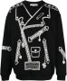 Moschino Zwarte Crewneck Sweatshirt met Biker Jacket Print Black Heren - Thumbnail 1