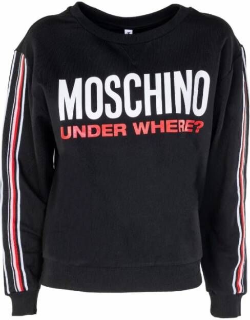 Moschino Zwarte Crewneck Sweatshirt met Verticale Strepen Black Dames