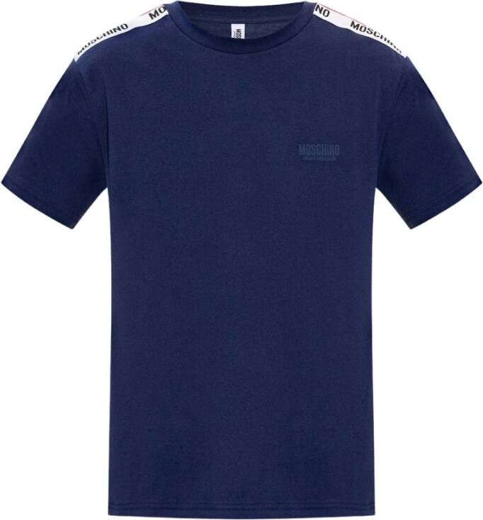Moschino Effengekleurde Katoenen T-Shirt voor Heren Blue Heren