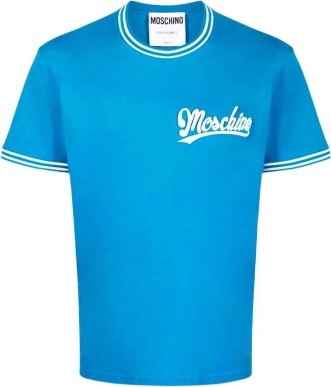 Moschino Logo Geborduurd T-shirt Blue Heren