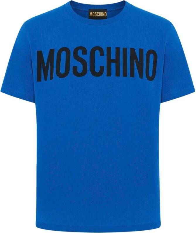 Moschino Blauw Logo T-shirt met Ronde Halslijn Blue Heren