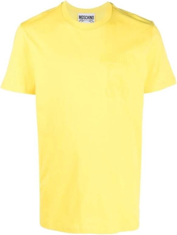 Moschino Geel Logo-Print T-Shirt voor Heren Yellow Heren