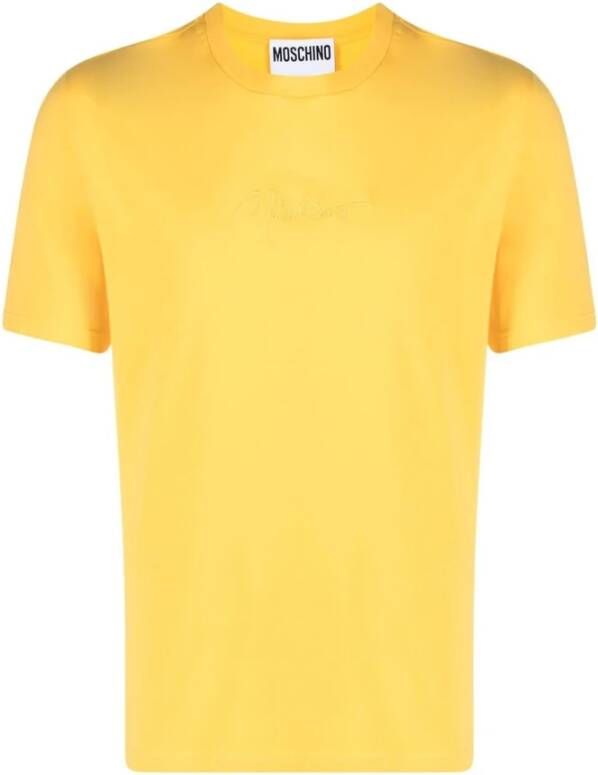Moschino Geel Logo-geborduurd T-shirt Yellow Heren
