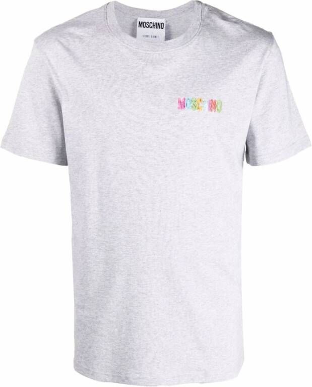 Moschino Grijze Katoenen Logo T-shirt Gray Heren
