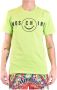 Moschino Logo Smile Organisch Katoenen T-Shirt Green Heren - Thumbnail 1