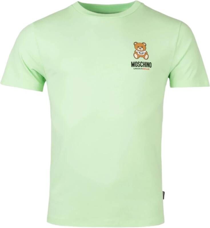 Moschino Logo-Print Katoenen T-Shirt met Teddy Bear Motief Green Heren