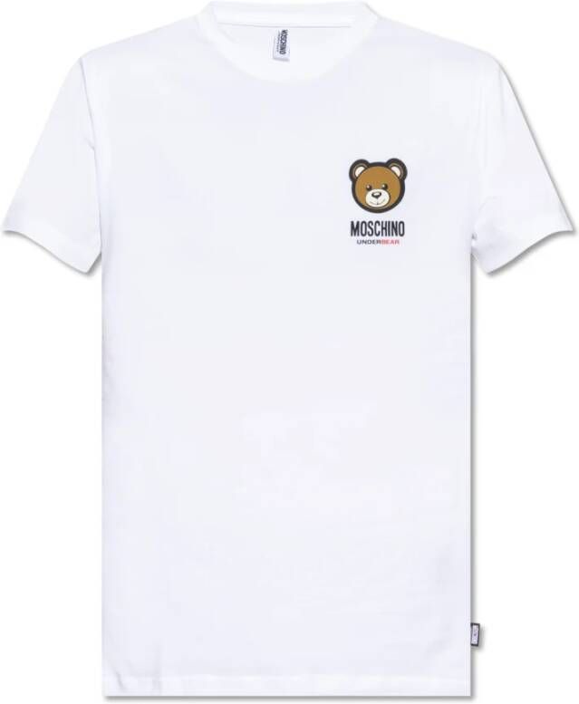 Moschino Stretch katoenen T-shirt met logo print White