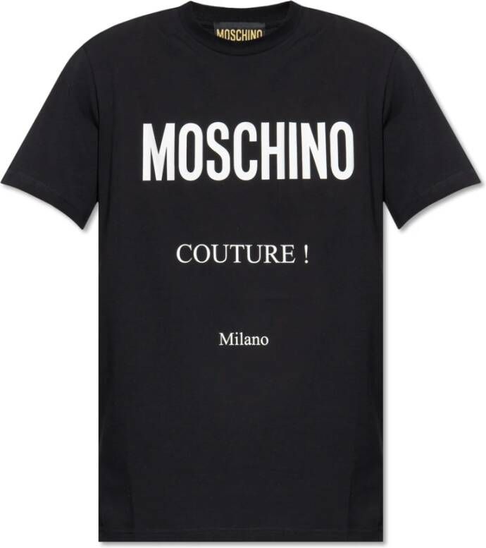 Moschino Zwarte katoenen T-shirt met logo Zwart Heren