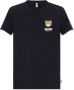 Moschino Zwarte Geribbelde T-shirt met Logo Patch Black Heren - Thumbnail 1