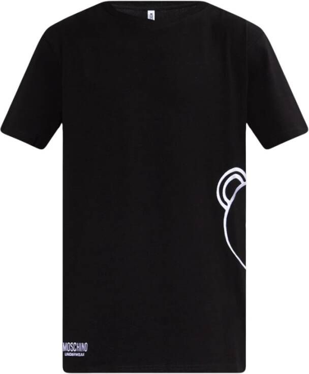 Moschino Geborduurd Teddy Katoenen T-Shirt Black Heren