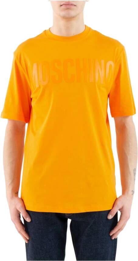 Moschino Stijlvol Heren T-Shirt met Uniek Design Orange Heren