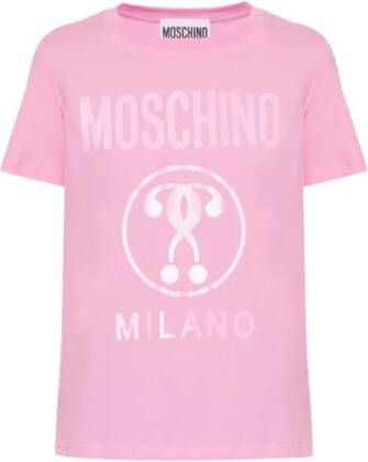 Moschino Dubbele Vraag Milan Logo T-shirt Pink Dames