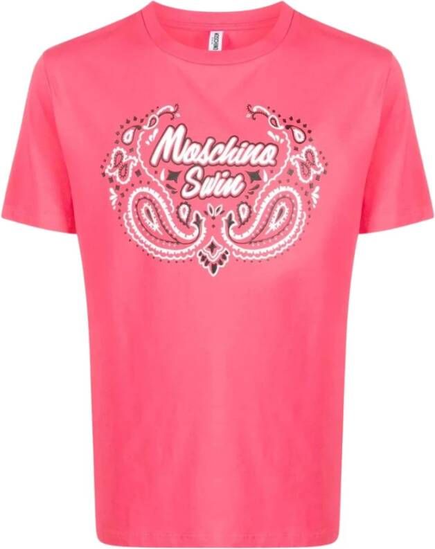 Moschino Roze Katoenmix T-Shirt Upgrade Pink Heren