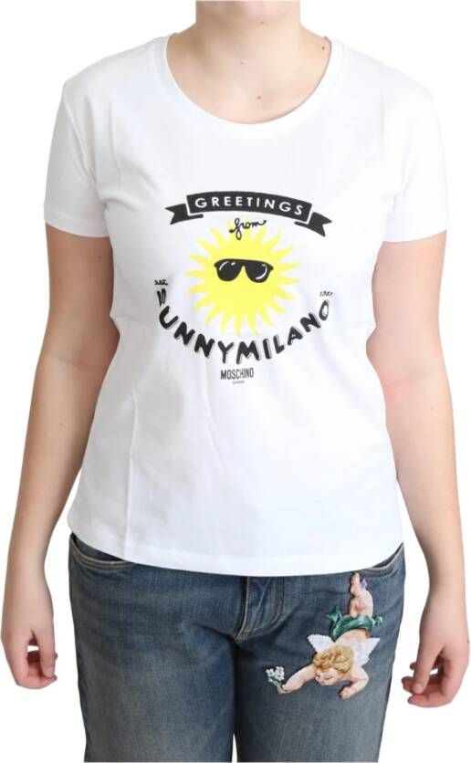 Moschino Witte Katoenen Sunny Milano Print T-shirt Wit Dames