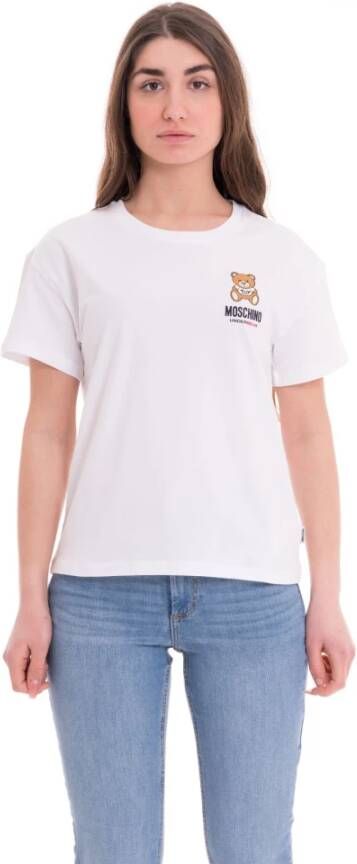 Moschino Dames Logo Print Katoenen T-shirt White Dames