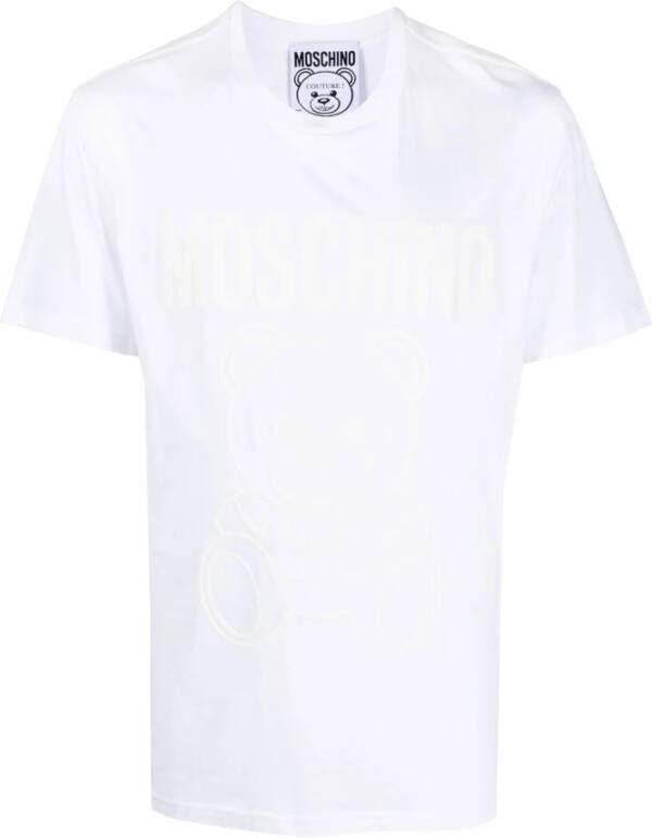 Moschino Logo-Print Katoenen T-Shirt White Heren