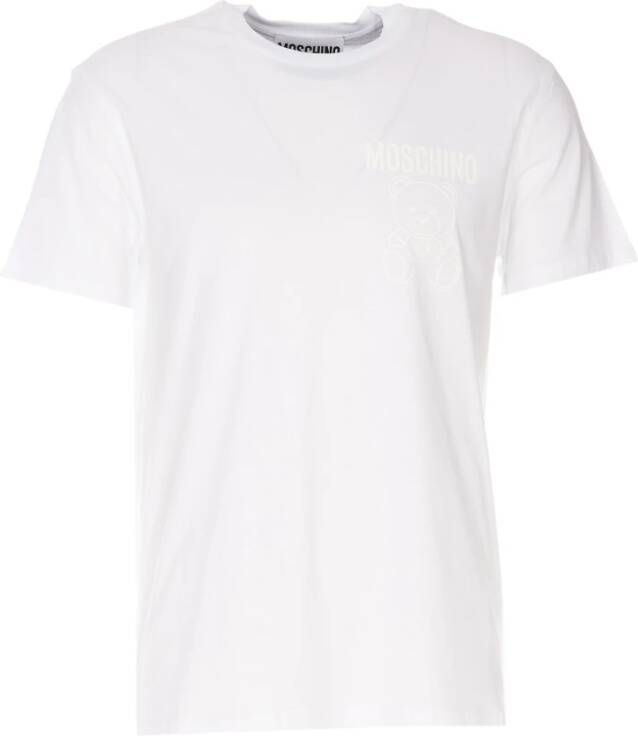 Moschino Wit Katoenen Ronde Hals Logo Print T-shirt White Heren