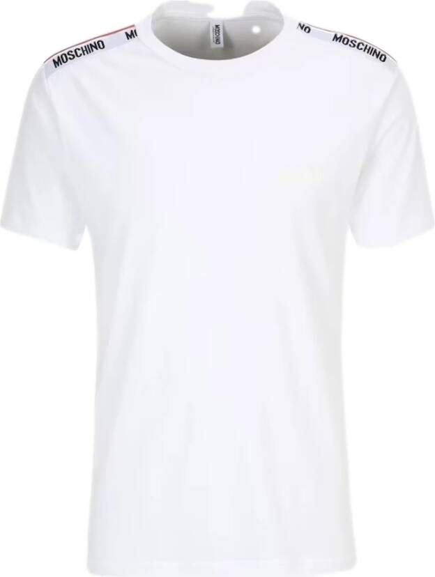 Moschino Heren T-shirt van 100% katoen korte mouwen ronde hals White Heren