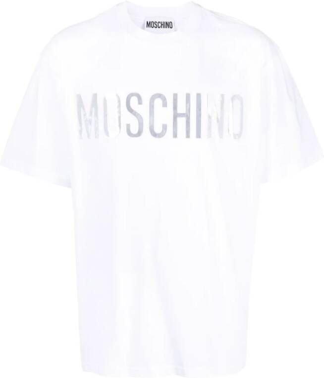 Moschino Wit Logo-Print Katoenen T-Shirt White Heren