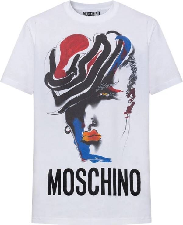 Moschino Grafisch gezichtsprint T-shirt White Heren