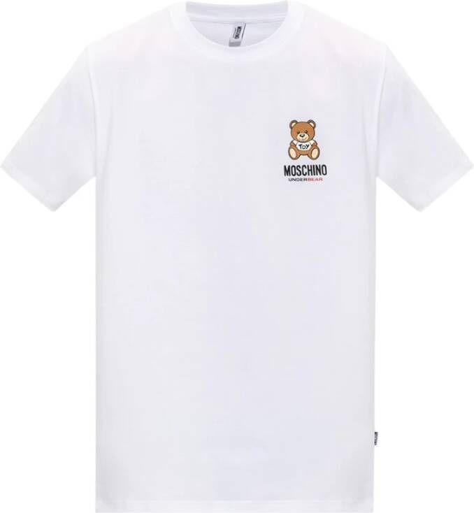 Moschino Heren Lente Zomer Logo Print T-Shirt White Heren