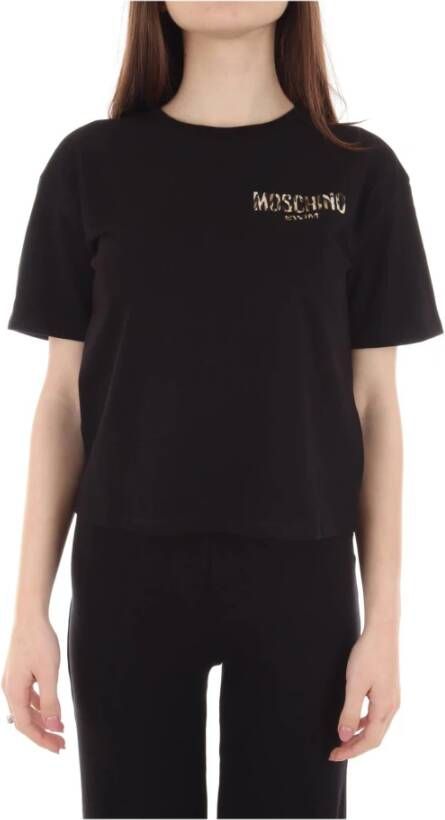 Moschino Leopardprint Katoenen T-shirt voor Dames Black Dames