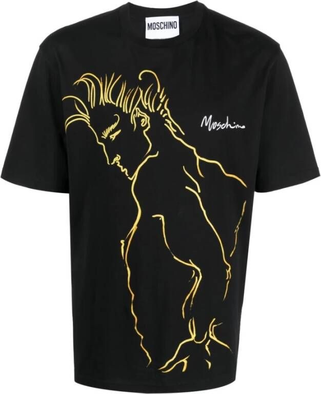 Moschino Illustration-Print T-Shirt Black Heren