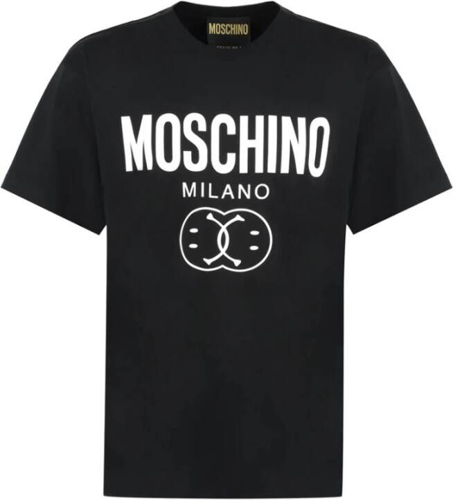 Moschino Double Smiley Logo T-shirt Zwart Zrj0725 2041 1555 Zwart Heren