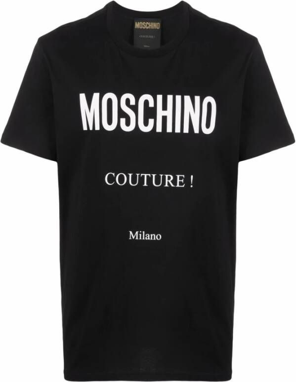 Moschino Zwart Casual T-shirt met Maxi Logo Print Black Heren