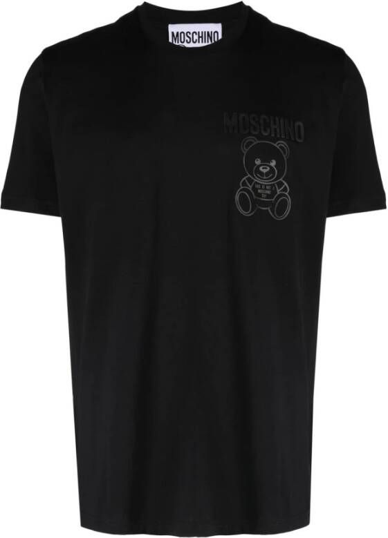 Moschino Zwart Logo-Print Biologisch Katoenen T-Shirt Black Heren