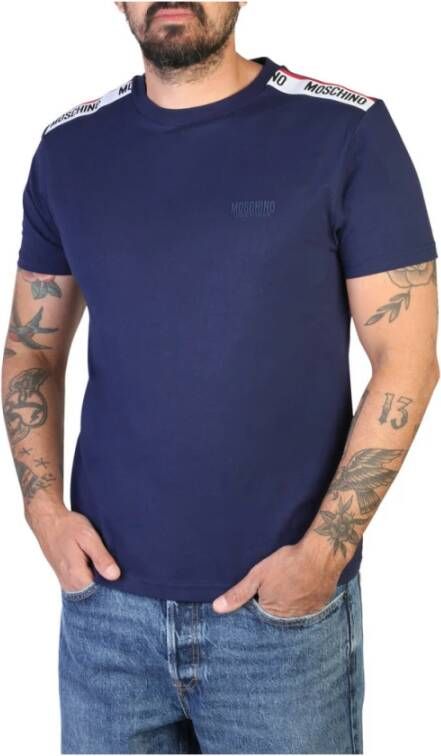 Moschino Effengekleurde Katoenen T-Shirt voor Heren Blue Heren