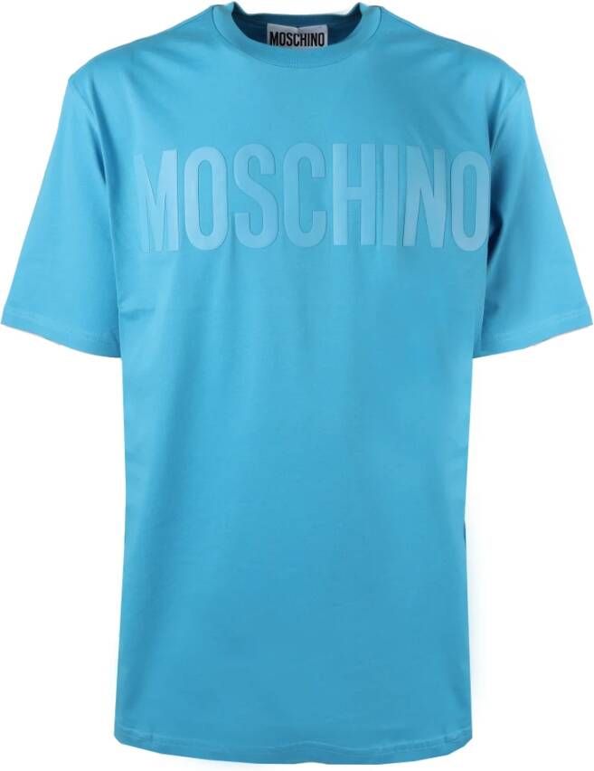 Moschino Iconisch Logo Katoenen T-Shirt voor Heren Blue Heren