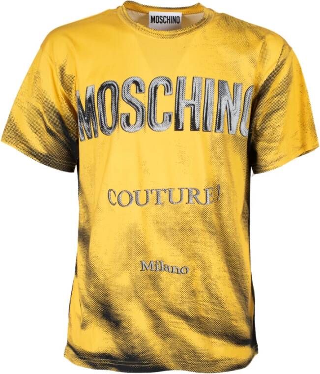 Moschino Donkergele Trompe LOeil T-Shirt Yellow Heren