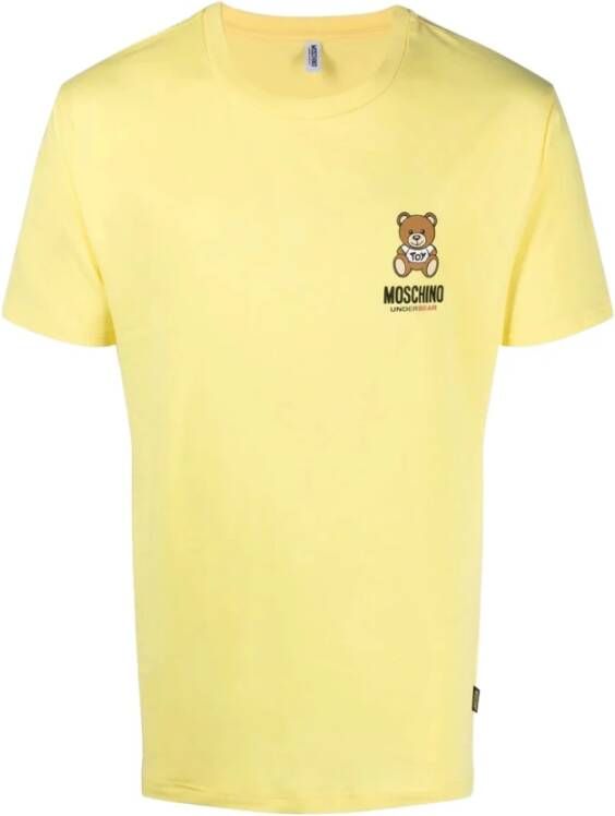 Moschino Levendig Geel T-Shirt Ondergoed L Yellow Heren
