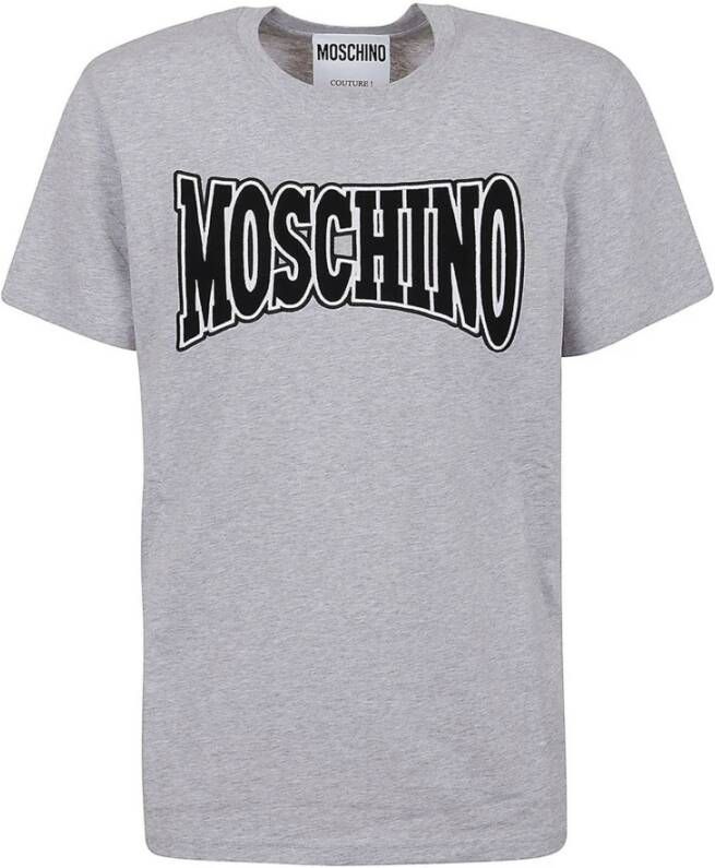 Moschino Grijs Geborduurd Logo T-Shirt Gray Heren