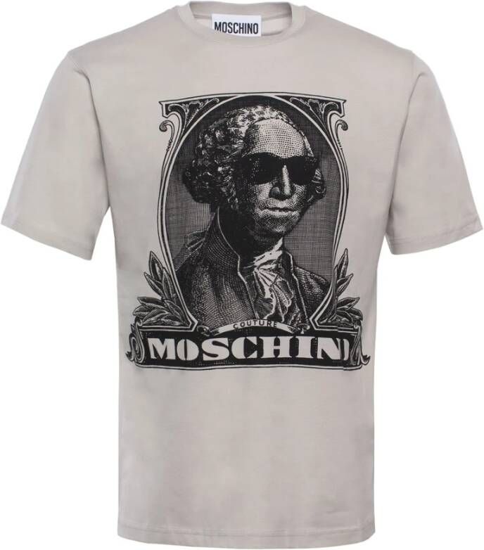 Moschino Biologisch Katoenen Logo-Print T-Shirt Gray Heren