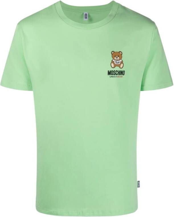Moschino Logo-Print Katoenen T-Shirt met Teddy Bear Motief Green Heren