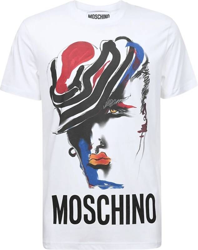 Moschino Heren T-shirt met gezichtsontwerp en logo Multicolor Heren