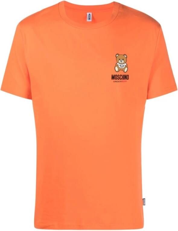 Moschino Heren Lente Zomer Logo Print T-Shirt Orange Heren