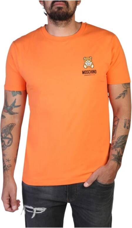 Moschino Heren Lente Zomer Logo Print T-Shirt Orange Heren