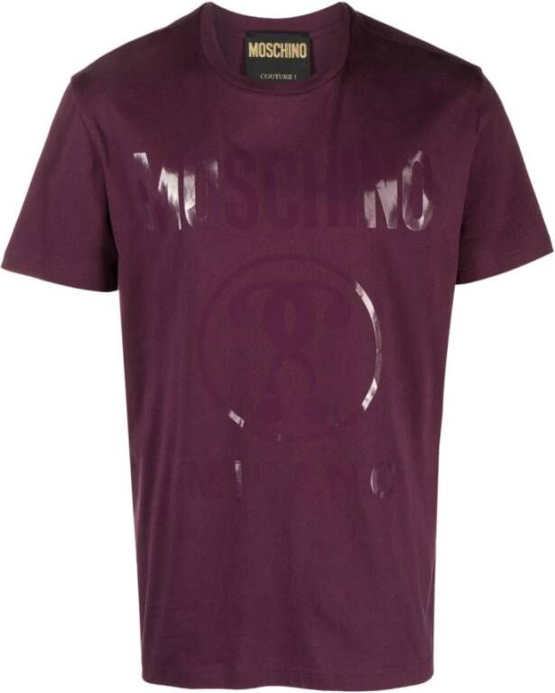 Moschino Bordeaux Organisch Katoenen T-Shirt Red Heren