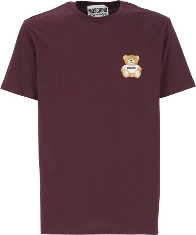 Moschino Bordeaux Teddy Geborduurd T-shirt voor Heren Red Heren