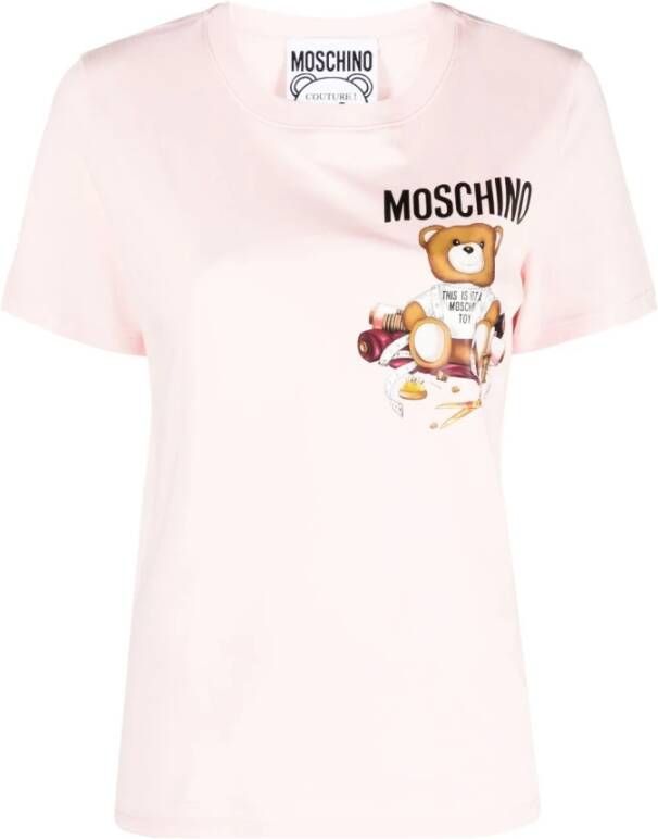 Moschino Teddy Bear Katoenen T-shirt Pink Dames