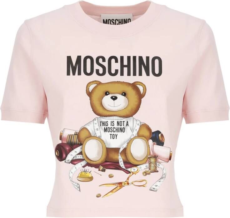 Moschino Roze Teddy Print Crew Neck T-shirt Pink Dames