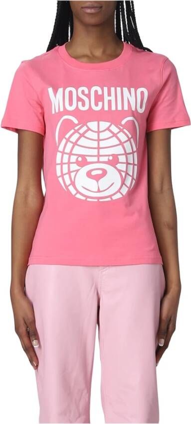 Moschino Trendy T-Shirt met Korte Mouwen voor Vrouwen Pink Dames