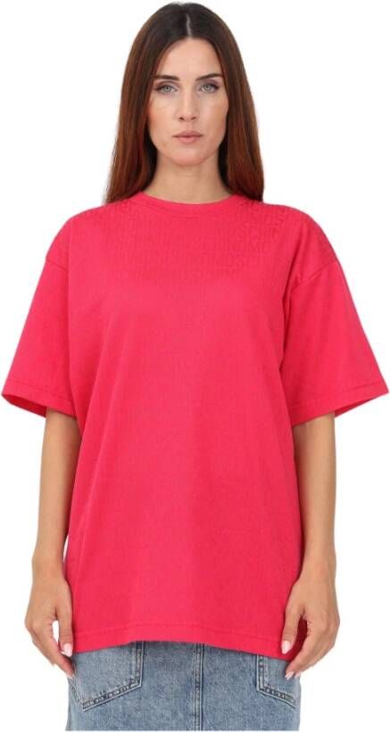 Moschino Fuchsia Logo T-shirt voor Dames Pink Dames