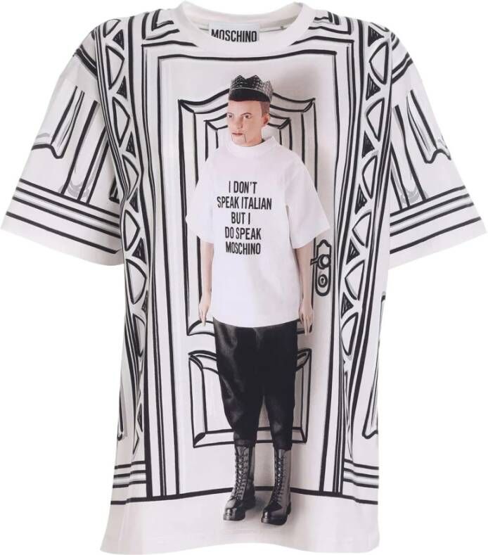 Moschino Gedrukt T-shirt voor modebewuste vrouwen White Dames